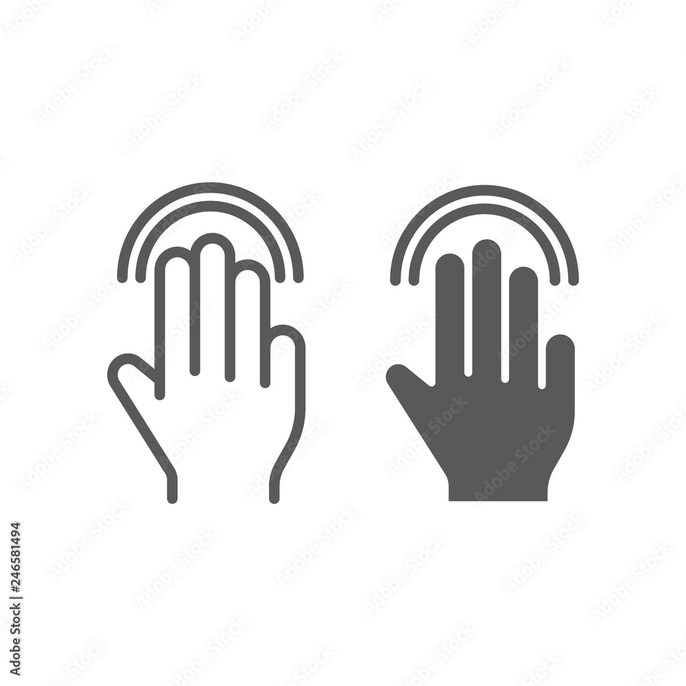 Triple double tap line and glyph icon, gesture and hand, click sign, vector graphics, a linear pattern on a white background. Triple double tap line and glyph icon, gesture and hand, click sign, vector graphics, a linear pattern on a white background.