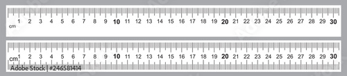 Ruler 30 cm. Precise measuring tool. Ruler grid 300 mm. Metric centimeter size indicators