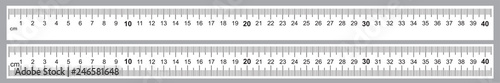 Ruler 40 cm. Precise measuring tool. Ruler grid 400 mm. Metric centimeter size indicators