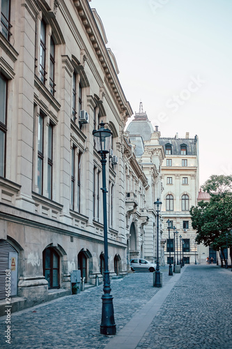 BUCHAREST  ROMANIA - August 28  2017  street view of downtown in Bucharest  Romanian