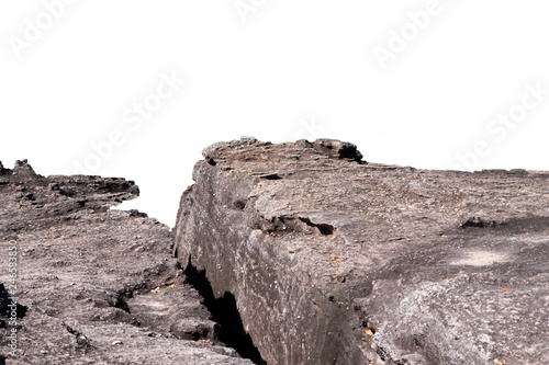 stone Rock cliff isolated on white.