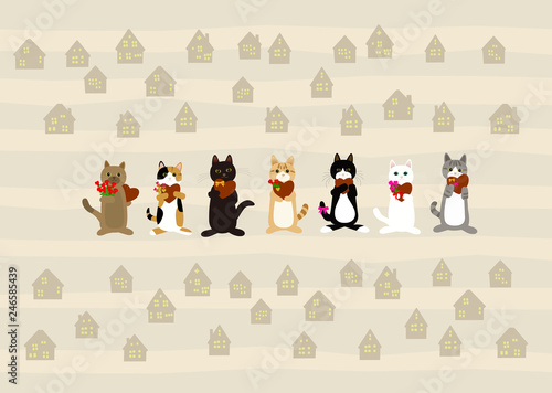 Wallpaper Mural ハート型のチョコレートを持った猫さん Torontodigital.ca