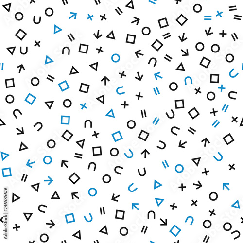 Abstract geometric background with small scattered figures. Seamless vector pattern.