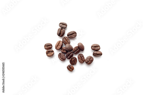 Coffee beans isolated on white background. Close-up.
