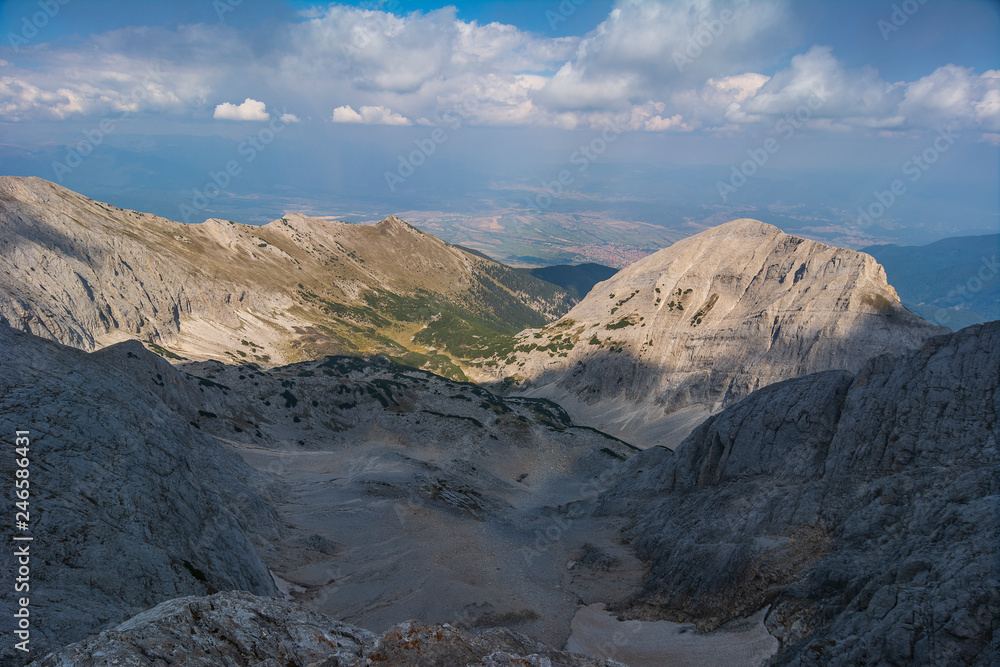 Panoramic view from Kutelo peak in Pirin mountain, Bulgaria