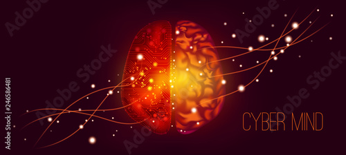 Artificial Intelligence and Cyber Mind Concept.