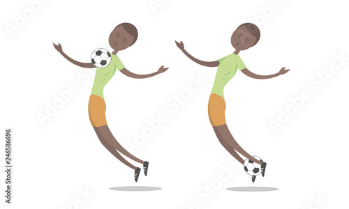 Black african american soccer football character vector image - Images vectorielles 