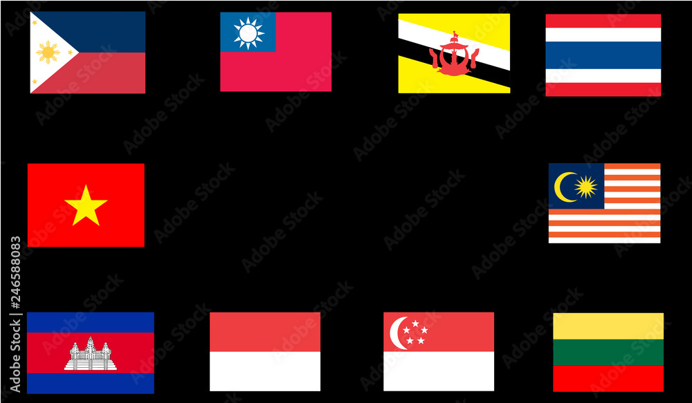 set of flags of world illustration