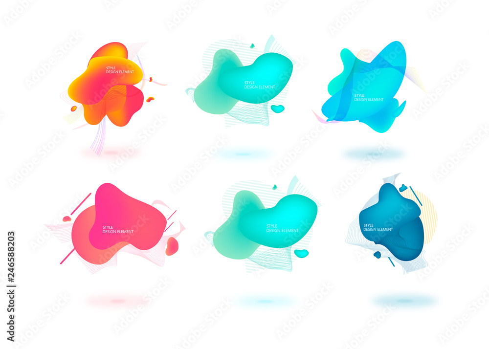 Fluid vector layout template. Modern dynamic gradient shapes. Fluid vector layout template. Modern dynamic gradient shapes.