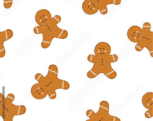 gingerbread man seamless pattern. isolated on white background