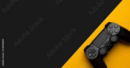 black wireless gamepad on a...