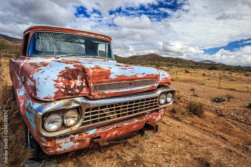 Classic old truck in Route 66 in summer road trip photo