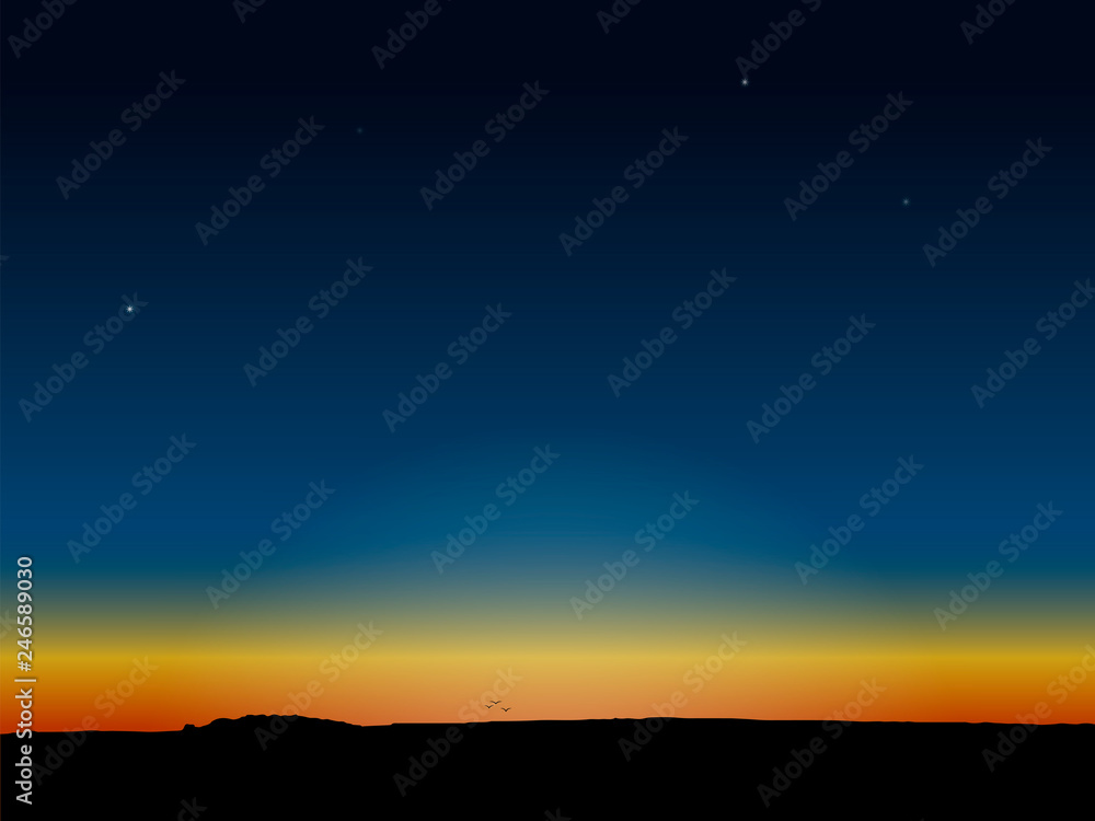 Fototapeta premium Evening dark blue sky after sunset. Vector illustration.