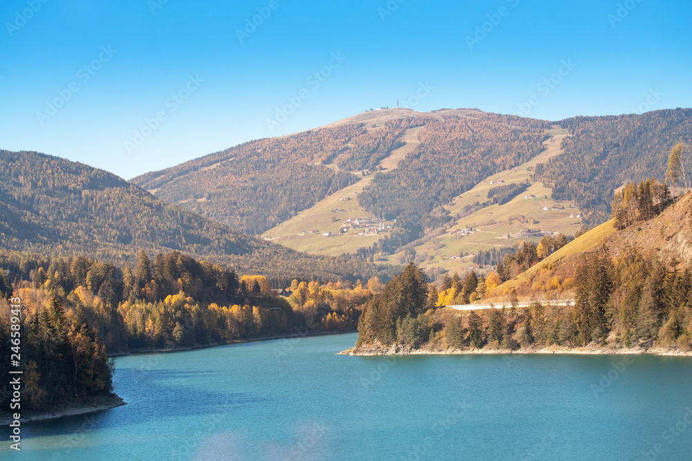 river or lake in mountains