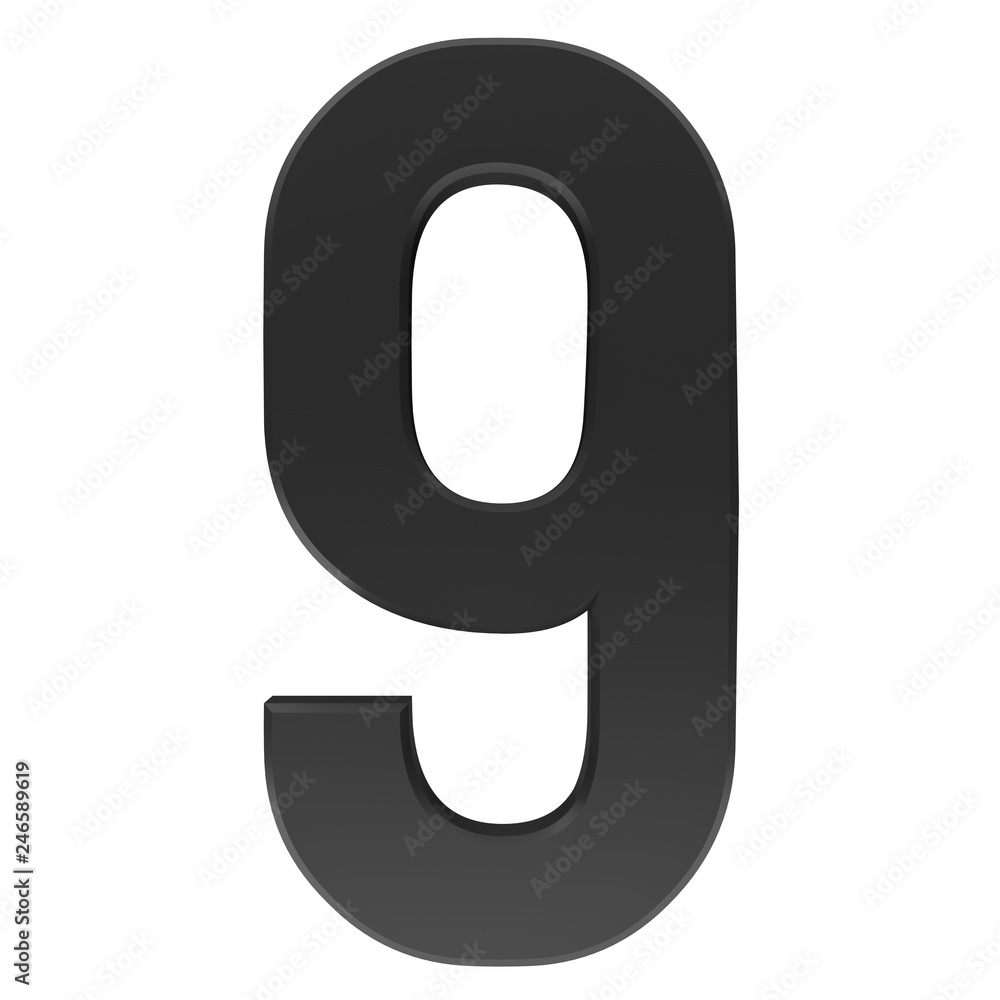 9 number black 3d sign isolated on white background 9 number black 3d sign isolated on white background