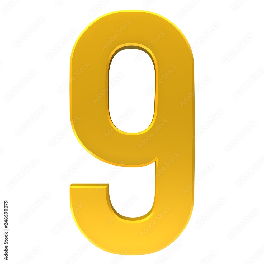 3d number 9 nine golden sign isolated on white background 3d number 9 nine golden sign isolated on white background