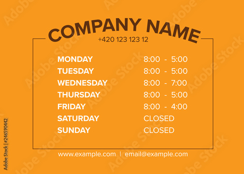 Shop opening time hours vector template
