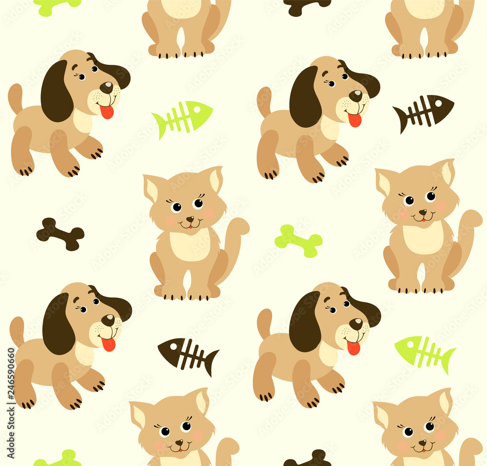 Seamless baby pattern with cute animals and toys . Vector bright illustration for kids. Seamless childrens background for wallpapers or textile.