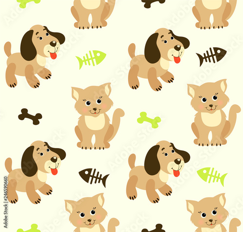 Seamless baby pattern with cute animals and toys . Vector bright illustration for kids. Seamless childrens background for wallpapers or textile.