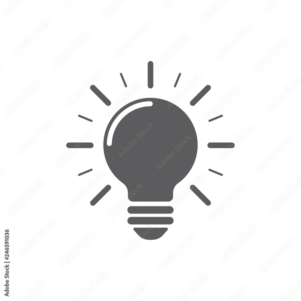 Light bulb with rays shine. Energy and idea symbol. Light bulb with rays shine. Energy and idea symbol.