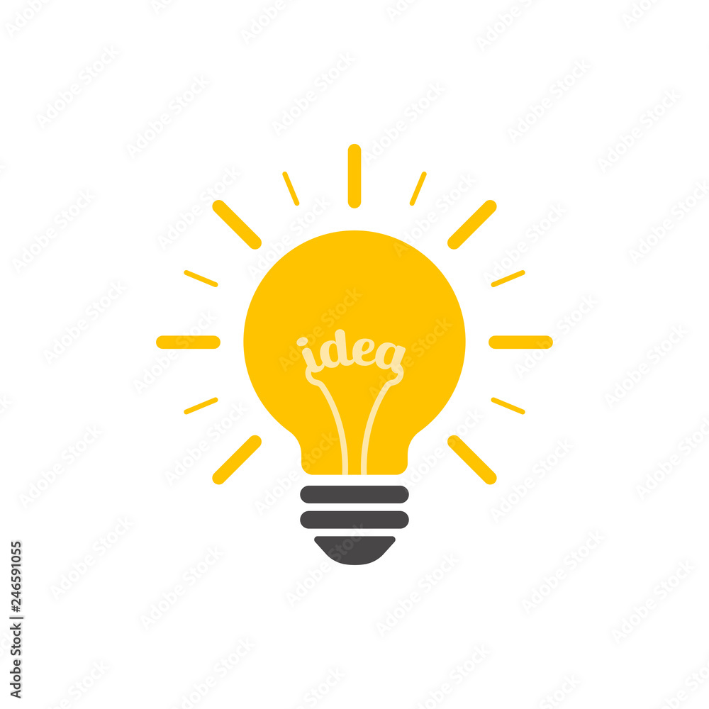 Light bulb with rays shine. Energy and idea symbol. Light bulb with rays shine. Energy and idea symbol.