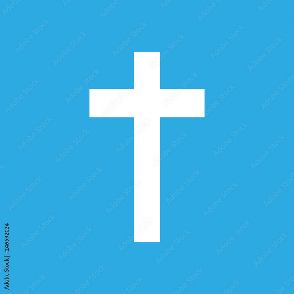 white cross on a blue background