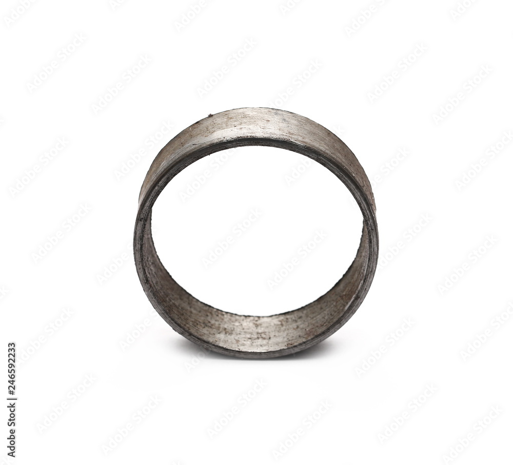 Cut metal ring piece isolated on white background, texture Cut metal ring piece isolated on white background, texture