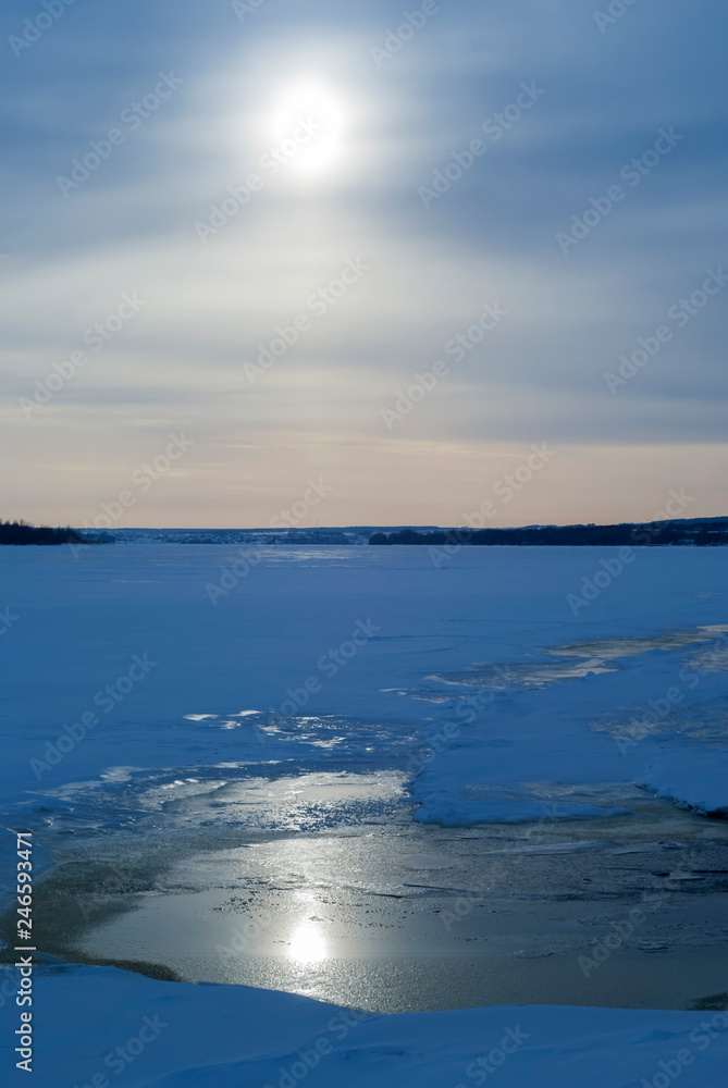 vertical blue winter northern landscape
