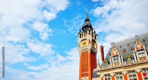 Tower of Hotel de Ville in Calais, France
