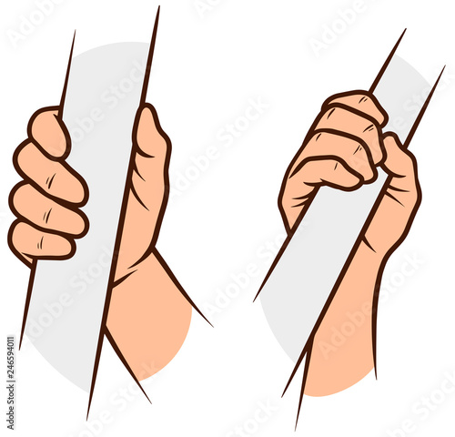 Cartoon graphic white human hands. Holding crossbar or handrail. Isolated on white background. Vector icons set. Vol. 1