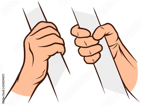 Cartoon graphic white human hands. Holding crossbar or handrail. Isolated on white background. Vector icons set. Vol. 2