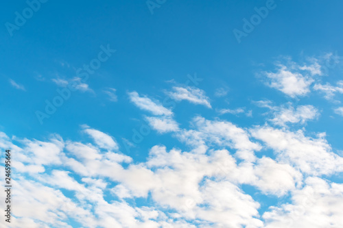 Blue sky with white clouds. Daytime and good weather