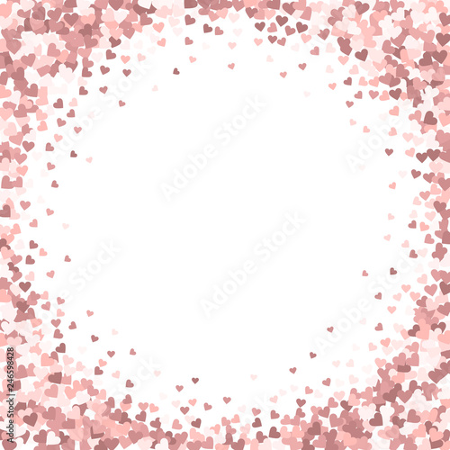 Pink heart love confettis. Valentine s day vignett