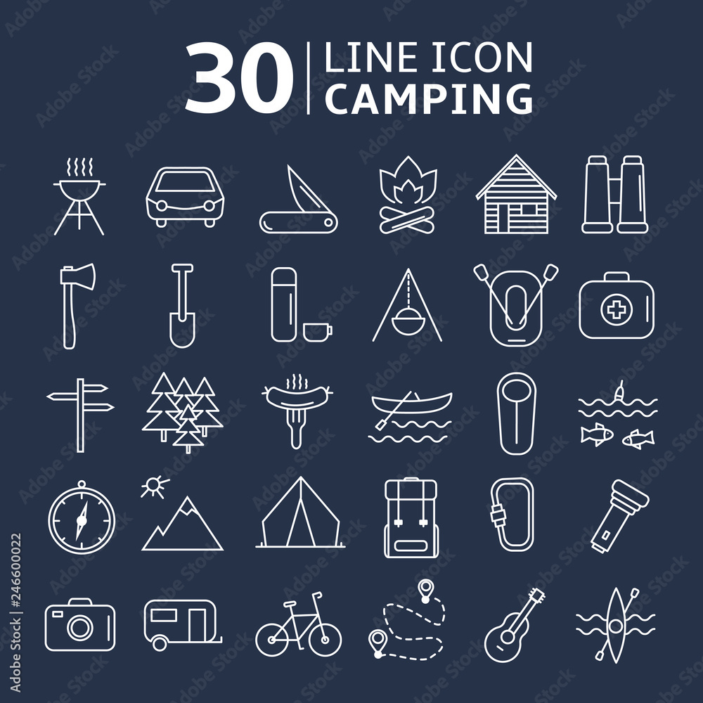 Lline icon set Camping.Vector illustration. Lline icon set Camping.Vector illustration.