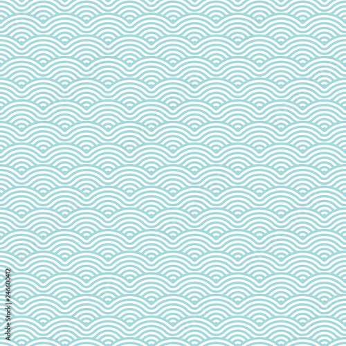 Seamless Pattern Abstract Waves Retro Turquoise