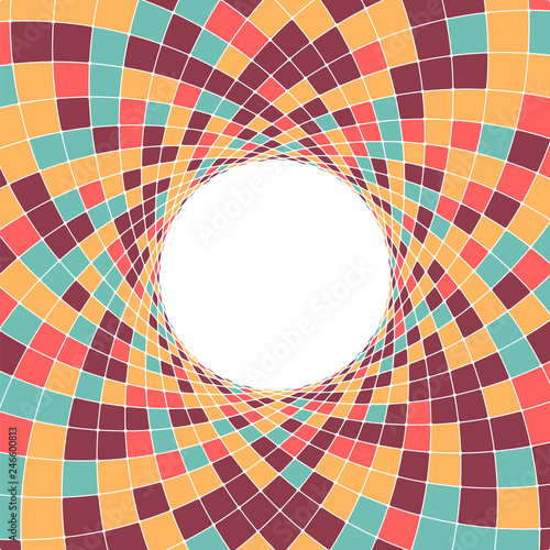 Circular geometric background with rhombuses.