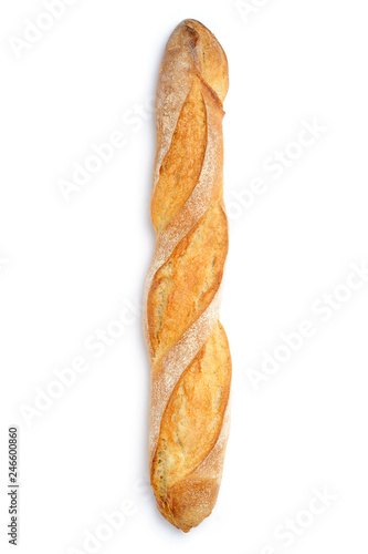 French bread  baguette  isolated on white background. photo