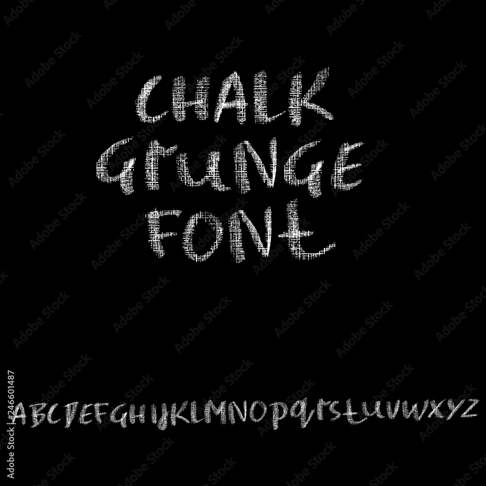 Chalk textured font. Grunge script on chalkboard. Vector calligraphy illustration. Chalk textured font. Grunge script on chalkboard. Vector calligraphy illustration.