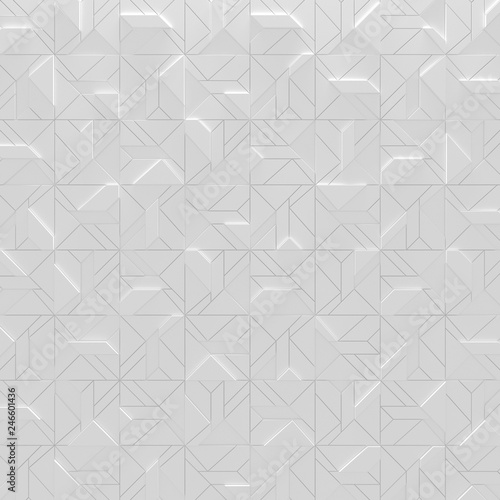 White Abstract Geometric Square Background (3D Illustration)