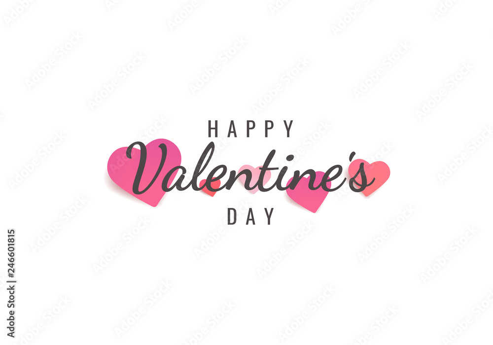 Vector illustration on the theme Valentine Day. Typographic lettering Happy Valentine's Day on a white background.