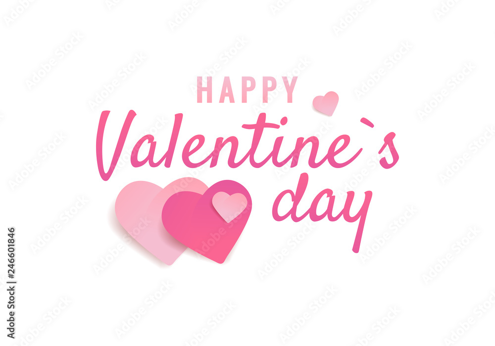 Vector illustration on the theme Valentine Day. Typographic lettering Happy Valentine's Day on a white background.