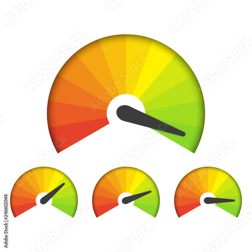Set of measuring icons on a white background. Speedometer icons set