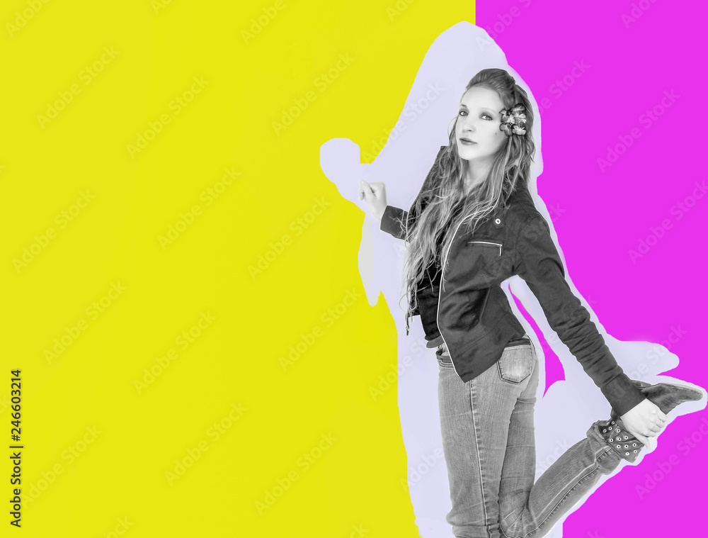beautiful smiling woman girl in casual hipster clothes isolated on white background colorful party match beautiful smiling woman girl in casual hipster clothes isolated on white background colorful party match