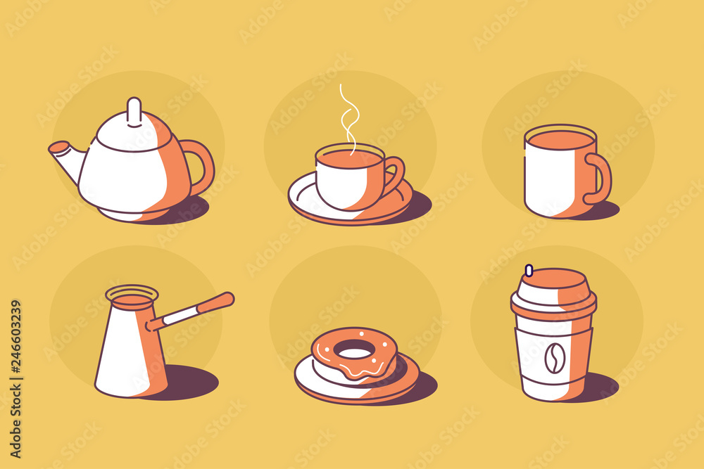 coffee and tea icons coffee and tea icons