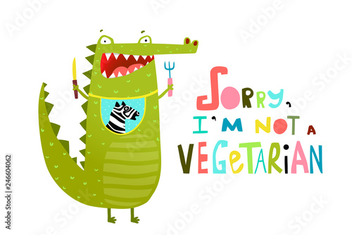 Funny Hungry Crocodile or Alligator not Vegetarian