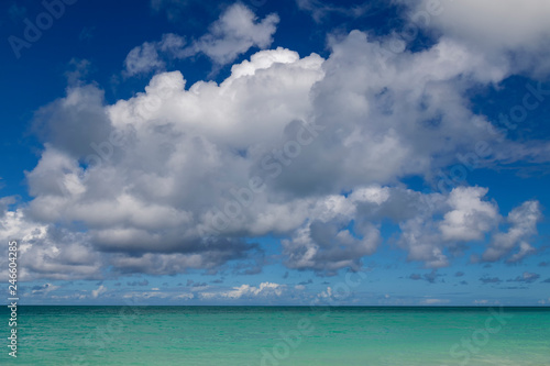 cumulus clouds above the Caribbean sea