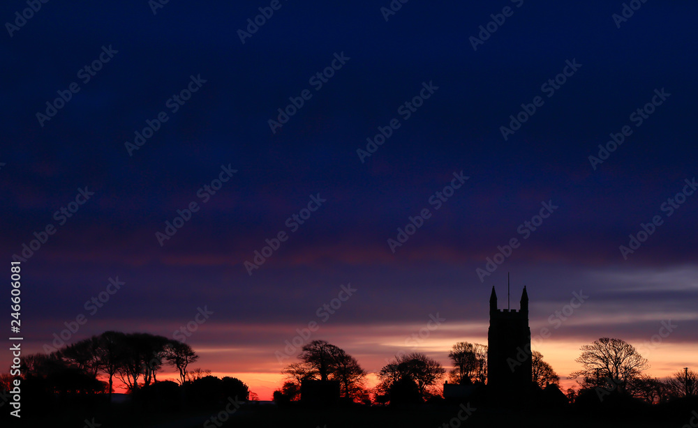 Sunset Silhouettes, Maker Church, Mount Edgecumbe, Cornwall
