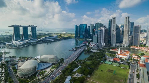 SINGAPORE - AUGUST 22: Marina bay quay in the centre of Singapore on August 22, 2017 Hyperlapse photo