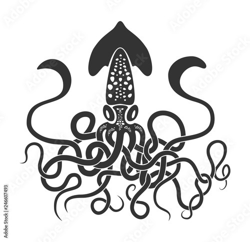 Squid . Vector illustration greek style on white background