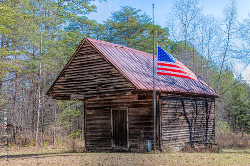 Weathered wood cabin, Dahlonega, Georgia, USA photo